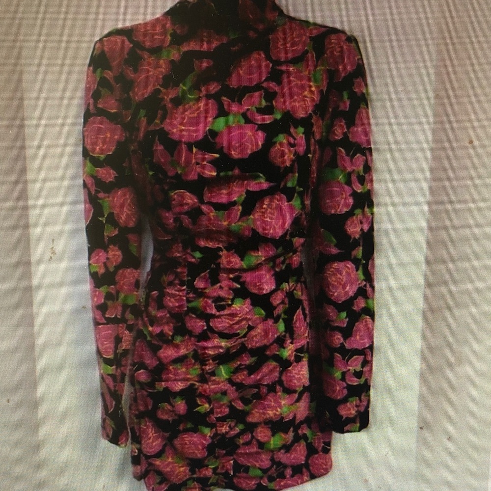 Floral Pink and Green Women's Dress